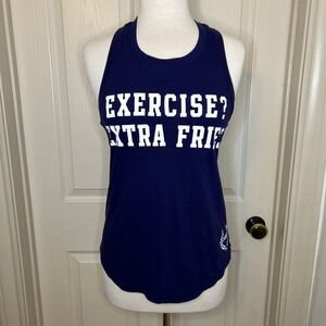 Pink navy blue racerback tank women's size XS Exercise? Extra fries